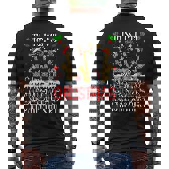 My Christmas Pajama Shirt Three Santa Saxophones Instrument Men's Back Print T-Shirt | Mazezy