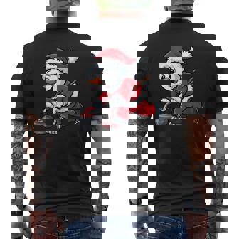 Christmas Santa Snowman Curling Player Toddler Kids Men's Back Print T-Shirt | Mazezy