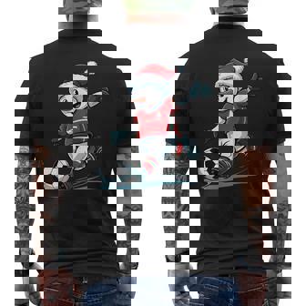 Christmas Santa Snowman Playing Soccer Toddler Kids Men's Back Print T-Shirt | Mazezy