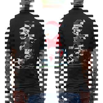 Christmas Snowman Playing Soccer Player Toddler Kids Men's Back Print T-Shirt | Mazezy