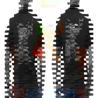 Christmas Tree Xmas Lights Santa Bigfoot Sasquatch Men's Back Print T-Shirt | Mazezy