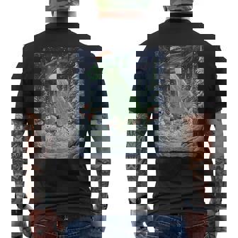 Christmas UFO Snowman Abduction Alien Sleigh Sci Fi Men's Back Print T-Shirt | Mazezy