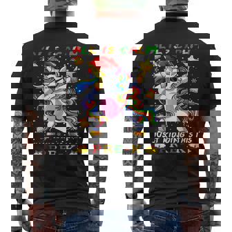 Christmas Unicorn All Is Calm Just Kidding This Is Pre-K Men's Back Print T-Shirt | Mazezy