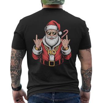 Christmas Vintage Santa Ho Ho Chain Retro Xmas Rebel Santa Men's Back Print T-Shirt | Mazezy