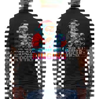 Chrome Bells Ringing Santa Mechanic Christmas Fitness Men's Back Print T-Shirt | Mazezy