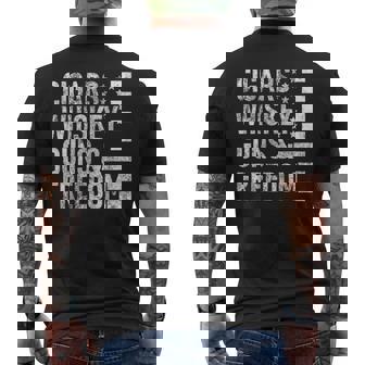 Cigars Whiskey Guns & Freedom For Patriotic Americans Men's Back Print T-Shirt | Mazezy