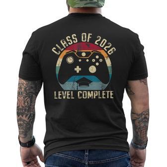 Class Of 2026 Level Complete Video Gamer Senior Graduation Men's T-shirt Back Print | Mazezy