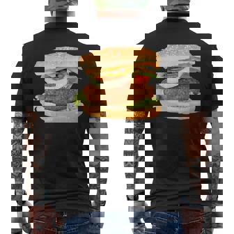 Classic Cheeseburger With Tomato Lettuce Onion And Pickles Men's Back Print T-Shirt | Mazezy