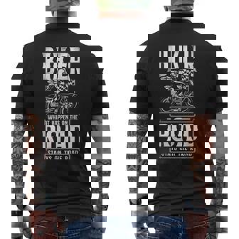 Classic Motorcycle Biker Biker What Happens On The Road Men's Back Print T-Shirt | Mazezy