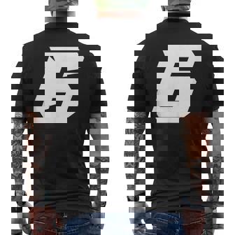 Classic Number 6 Varsity Tee Clean Sport For Game Day Men's Back Print T-Shirt | Mazezy