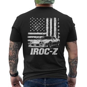 Classic Old School Usa Flag Iroc Z Muscle Car Silhouette Men's T-shirt Back Print - Thegiftio UK