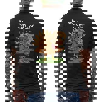 Classic Turkey Cow Moo Moo Thanksgiving Men's Back Print T-Shirt | Mazezy