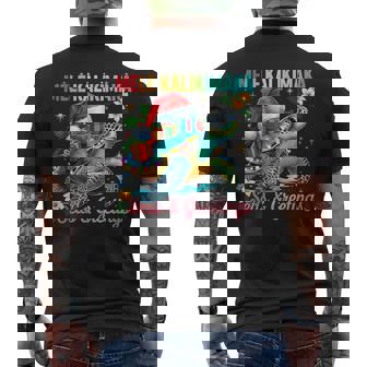 Cocktail Party Santa Turtle Beach Mele Kalikimaka Hawaiian Men's Back Print T-Shirt | Mazezy