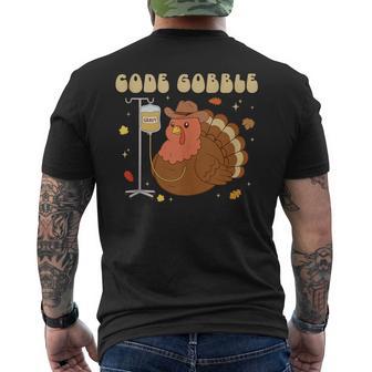 Code Gobble Thanksgiving Nurse RN CNA Medical Turkey Tank Top Men's Back Print T-Shirt | Mazezy