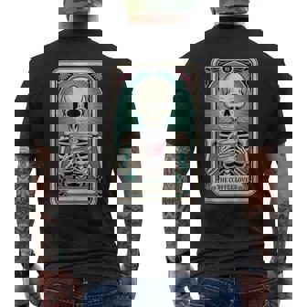 The Coffee Lover Tarot Card Skeleton Halloween Coffee Tank Top Men's Back Print T-Shirt | Mazezy