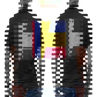 Colombia Romania Half Flag Colombian Romanian Heritage Men's Back Print T-Shirt | Mazezy