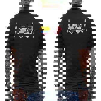 Colombia USA Heartbeat Flag American Colombian Tank Top Men's Back Print T-Shirt | Mazezy