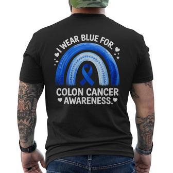 Colon Cancer Awareness In March Blue Ribbon Men's T-shirt Back Print - Thegiftio UK