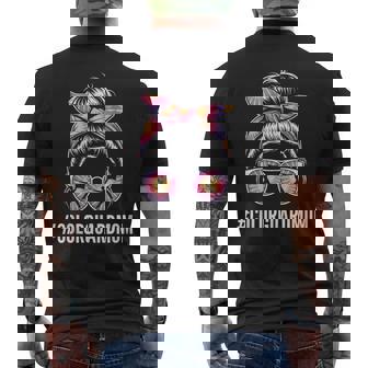 Color Guard Mom Messy Bun Marching Band School Mommy Tank Top Men's Back Print T-Shirt | Mazezy