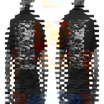 Colorful Fox With Fall Leaves Mushrooms Autumn Aesthetic Men's Back Print T-Shirt | Mazezy