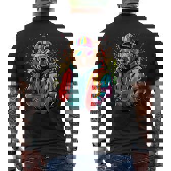 Colorful Hip Hop Teddy Bear With Sunglasses Rap Music Men's Back Print T-Shirt | Mazezy