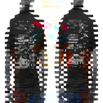 Colorful Nepal Map & Cultural Landmarks Illustration Tank Top Men's Back Print T-Shirt | Mazezy