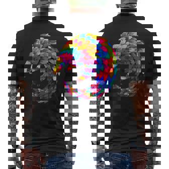 Colorful Pangolin Curling Cute Animal Wildlife Art Men's Back Print T-Shirt | Mazezy