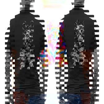 Colorful Pop Art German Shepherd Dog German Shepherds GSD Men's Back Print T-Shirt | Mazezy