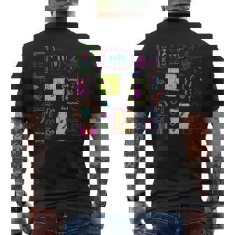 Colorful Stamp Music Teacher Music Note Band Orchestra Piano Men's Back Print T-Shirt | Mazezy