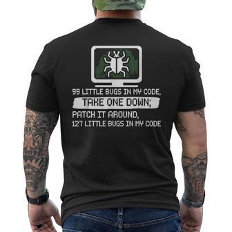 Computer Nerd 99 Little Bugs In My Code Coder Men's Back Print T-Shirt | Mazezy