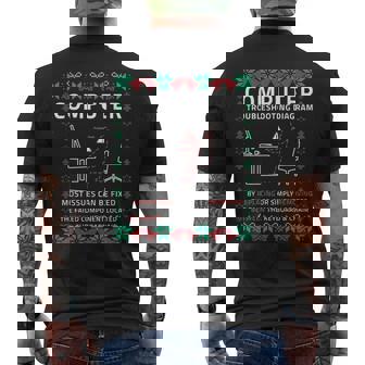 Computer Troubleshooting Ugly Christmas Sweater Meme Men's Back Print T-Shirt | Mazezy