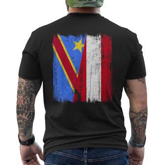 Congo Austria Half Flag Congolese Austrian Heritage Men's Back Print T-Shirt | Mazezy
