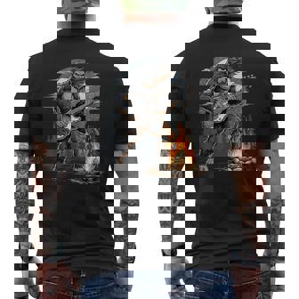 Cool Bigfoot Playing Bass Guitar Sasquatch Big Foot Rock Men's Back Print T-Shirt | Mazezy