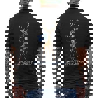 Cool Deer Look With Patriotic South Carolina Flag Men's Back Print T-Shirt | Mazezy