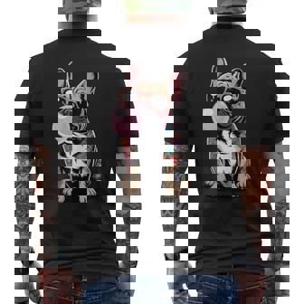 Cool French Bulldog Sunglasses Tattoo Bubblegum Dog Tank Top Men's Back Print T-Shirt | Mazezy