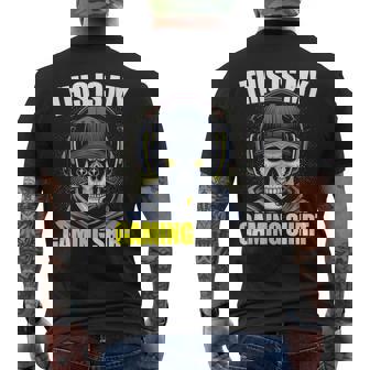 Cool Gamer Skeleton Gaming Video Games -Child Classic Fit Black Gaming Men's T-shirt Back Print - Monsterry