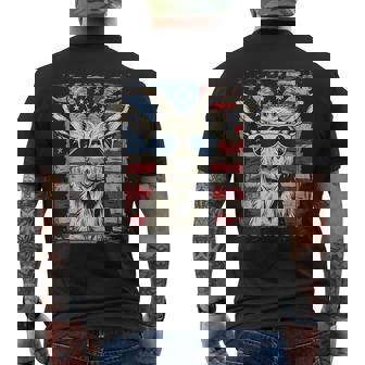 Cool Goat With Sunglasses And Usa Flag Men's T-shirt Back Print - Monsterry