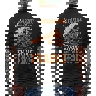 Cool Grandpas Play With Trains Locomotive Train Grandpa Dad Men's T-shirt Back Print - Seseable