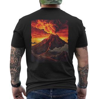 Cool Lava Volcano Flow With Fire And Flames Men's T-shirt Back Print - Thegiftio