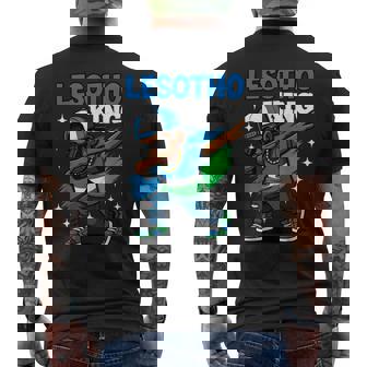 Cool Lesotho Dabbing Boy Flag Colors Streetwear Pride Kids Men's Back Print T-Shirt | Mazezy