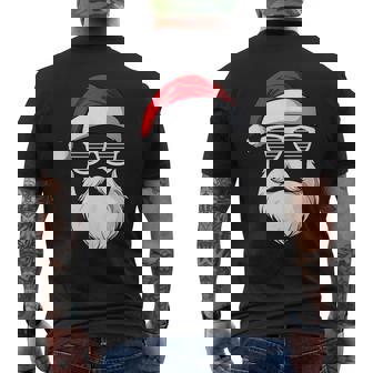 Cool Santa With Christmas Hat Sun Glasses And Full Beard Tank Top Men's Back Print T-Shirt | Mazezy