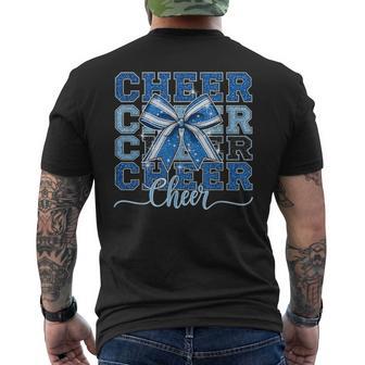 Coquette Cheer Bow Team Cheerleader Cheerleading Blue Men's T-shirt Back Print - Thegiftio UK