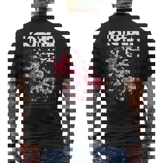 Corée Fleurs De Cerisier Hangul Lettres Grille Esthétique T-shirt imprimé au dos - Cadeauxyz