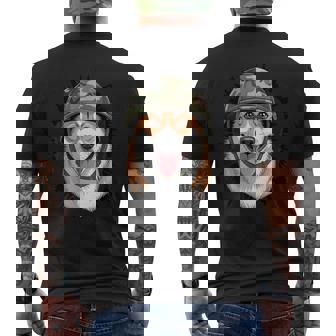 Corgi Army Dog Outfit For Veterans Military Lovers And Men's Back Print T-Shirt | Mazezy