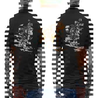 Corgi On Skis Steampunk Goggles Brass Gears Winter Men's Back Print T-Shirt | Mazezy