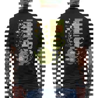 Cottage Core Chamomile Tea Flowers Teacups Art Print Tank Top Men's Back Print T-Shirt | Mazezy