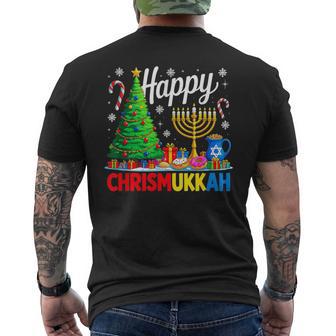 Count Blessings Hanukkah Jewish Menorah Bow Light Chanukah Men's Back Print T-Shirt | Mazezy
