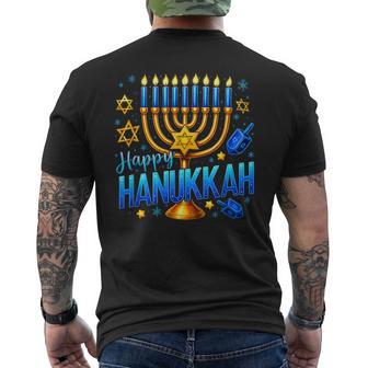 Count Blessings Trend Hanukkah Jewish Menorah Chanukah Men's Back Print T-Shirt | Mazezy