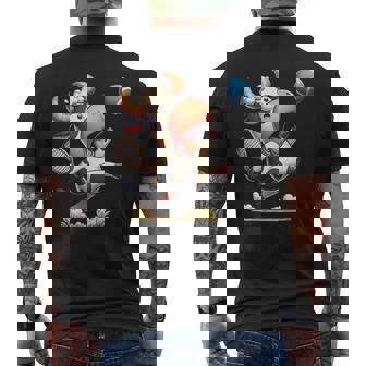 Cow Playing Tennis Racket Ball Smash Men's Back Print T-Shirt | Mazezy