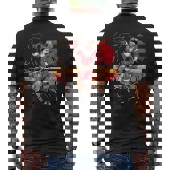 Cowboy Santa Riding Reindeer Western Texas Christmas Tee Men's Back Print T-Shirt | Mazezy